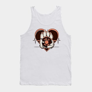 Cat's paw holding a record "time to hip hop" Tank Top